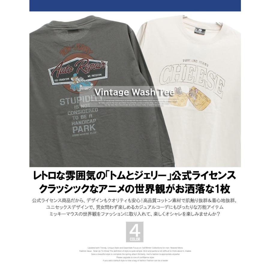 TOM AND JERRY(トムとジェリー) 長袖Tシャツ メンズ 大きいサイズ ピグメント加工 プリント クルーネック カットソー キャラクター アニメ かわいい |  | 01