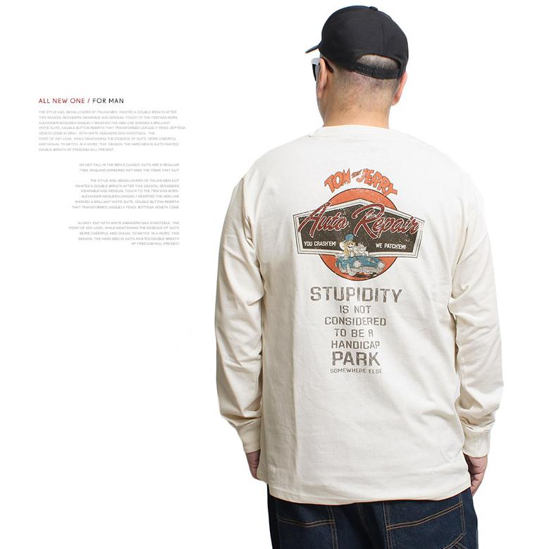 TOM AND JERRY(トムとジェリー) 長袖Tシャツ メンズ 大きいサイズ ピグメント加工 プリント クルーネック カットソー キャラクター アニメ かわいい |  | 03