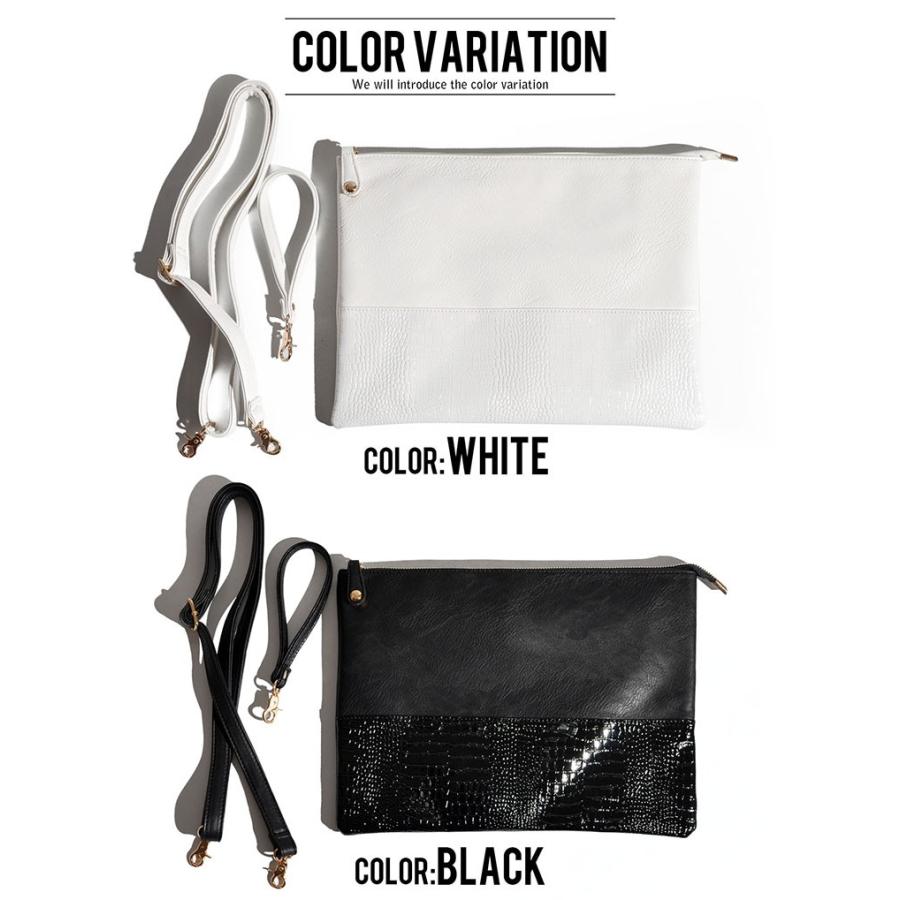 クラッチバッグ メンズ バイカラー クロコダイル型押し PUレザー