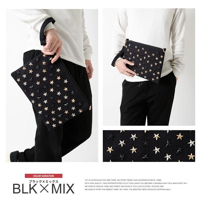 クラッチバッグ メンズ スター 星 スタッズ 3WAY ショルダーバッグ