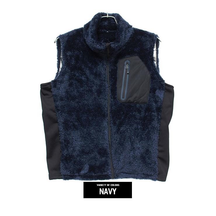 ゴルフウェア メンズ ボア フリースベスト 大きいサイズ 裏アルミ素材