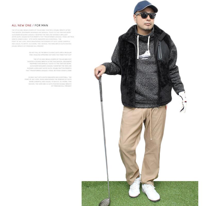 ゴルフウェア メンズ ボア フリースベスト 大きいサイズ 裏アルミ素材