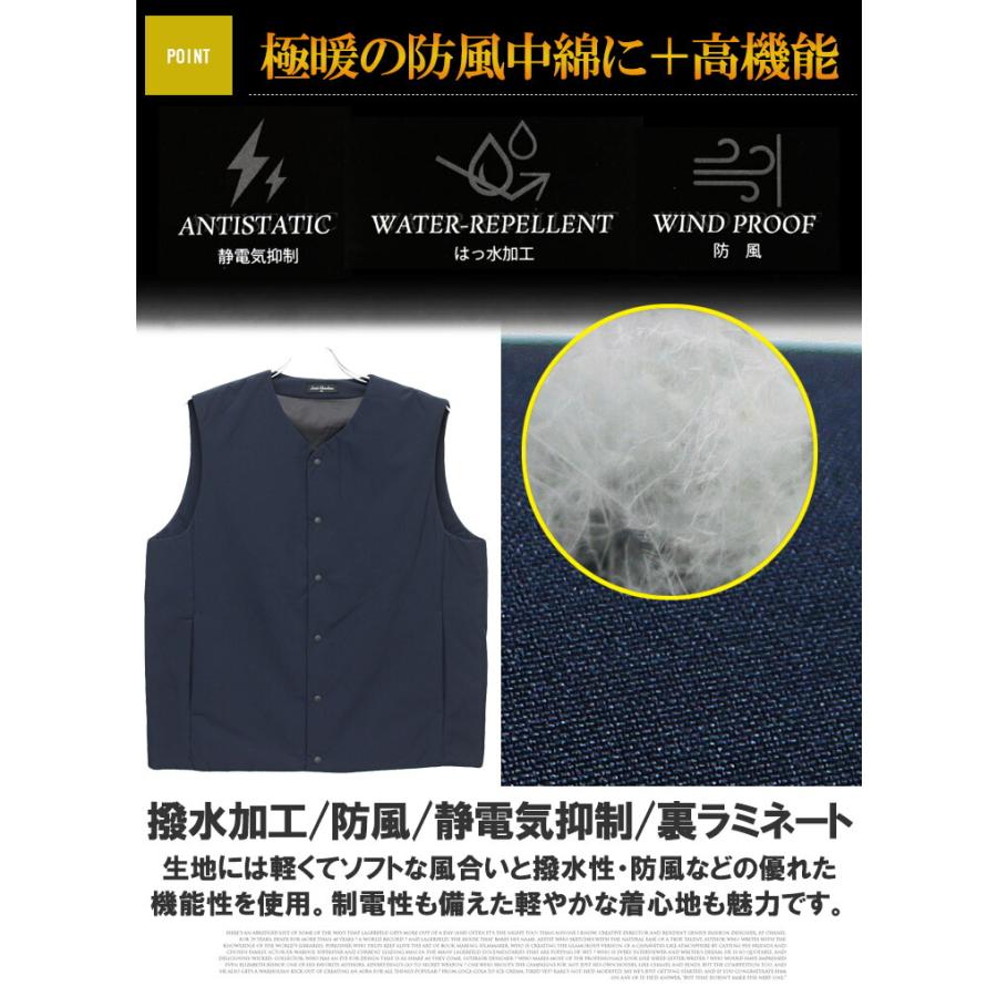 大きいサイズ ゴルフウェア メンズ 中綿 ダウンベスト 撥水加工 防風