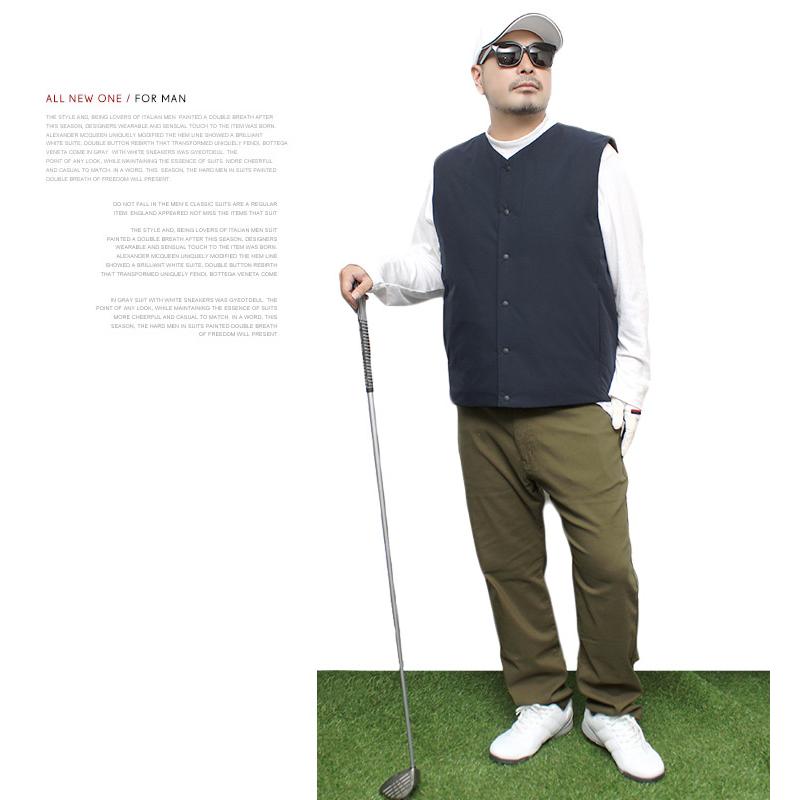 大きいサイズ ゴルフウェア メンズ 中綿 ダウンベスト 撥水加工 防風