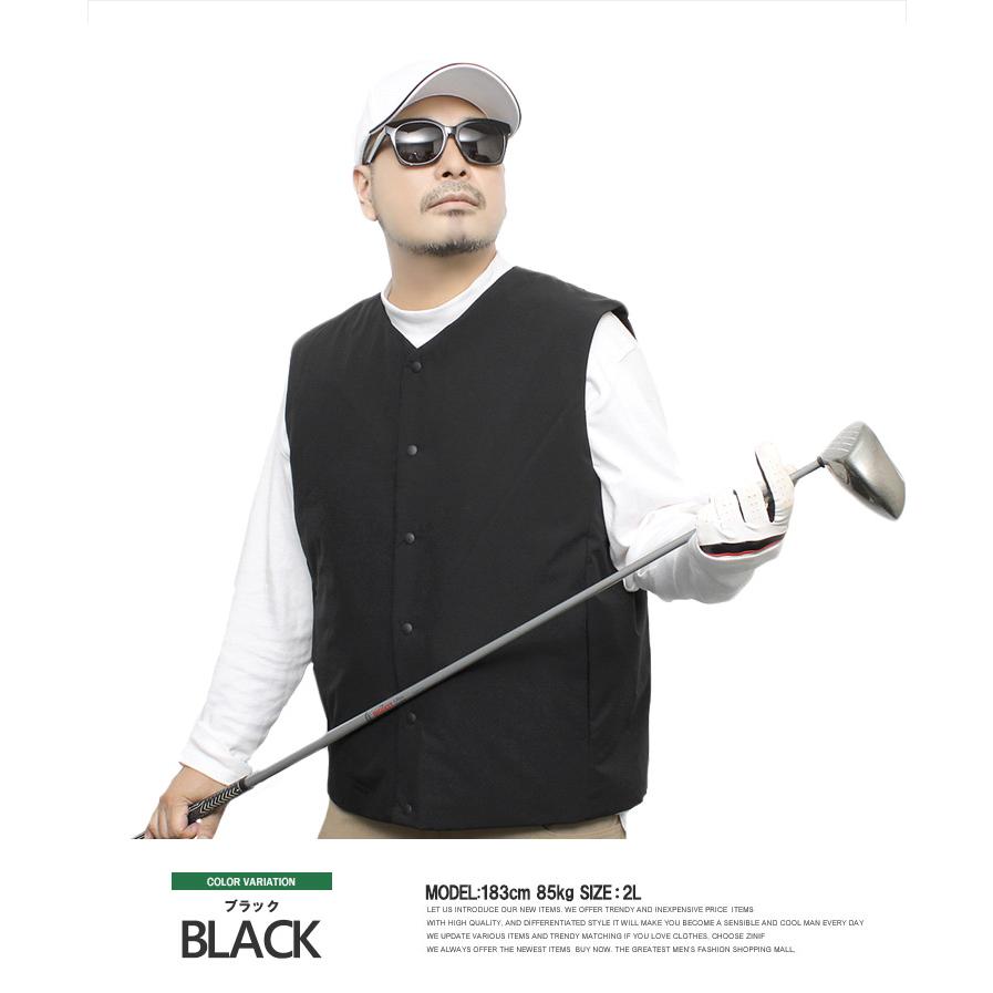 大きいサイズ ゴルフウェア メンズ 中綿 ダウンベスト 撥水加工 防風