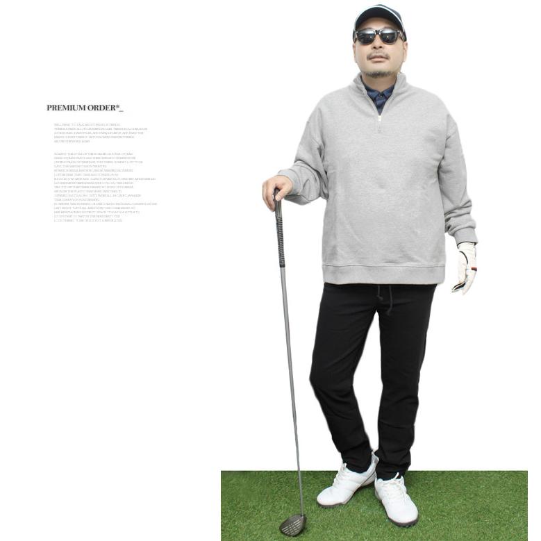 【デサントゴルフ】美品 ハーフジップ ビックロゴ グレー Mサイズ メンズ FRUIT OF THE LOOM（フルーツオブザルーム） 大きいサイズ ゴルフ