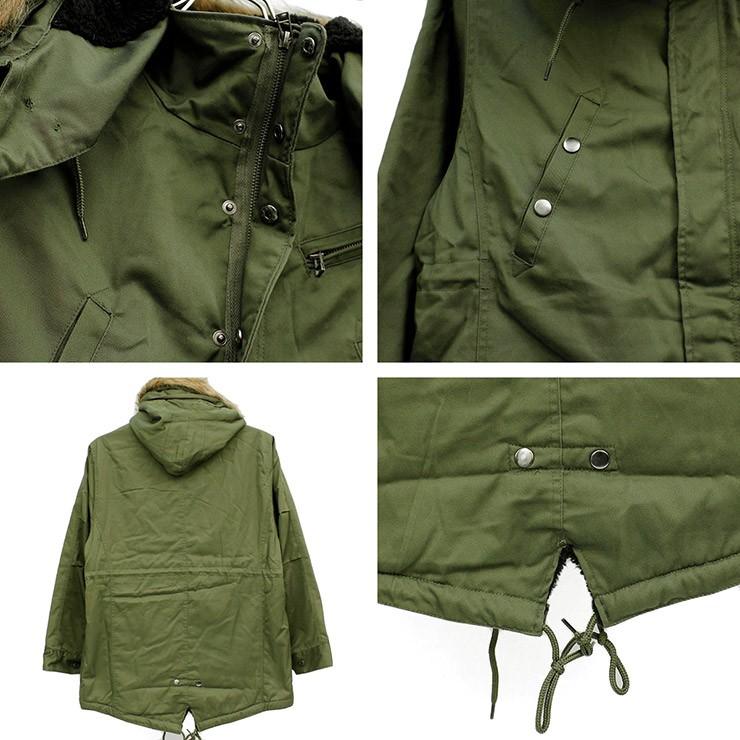 モッズコート メンズ 裏ボア 中綿 ファー付き N-3B 防寒 ミリタリー