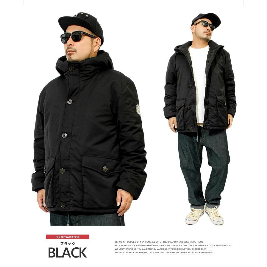 中綿ジャケット メンズ フード付き 撥水加工 ボリュームネック