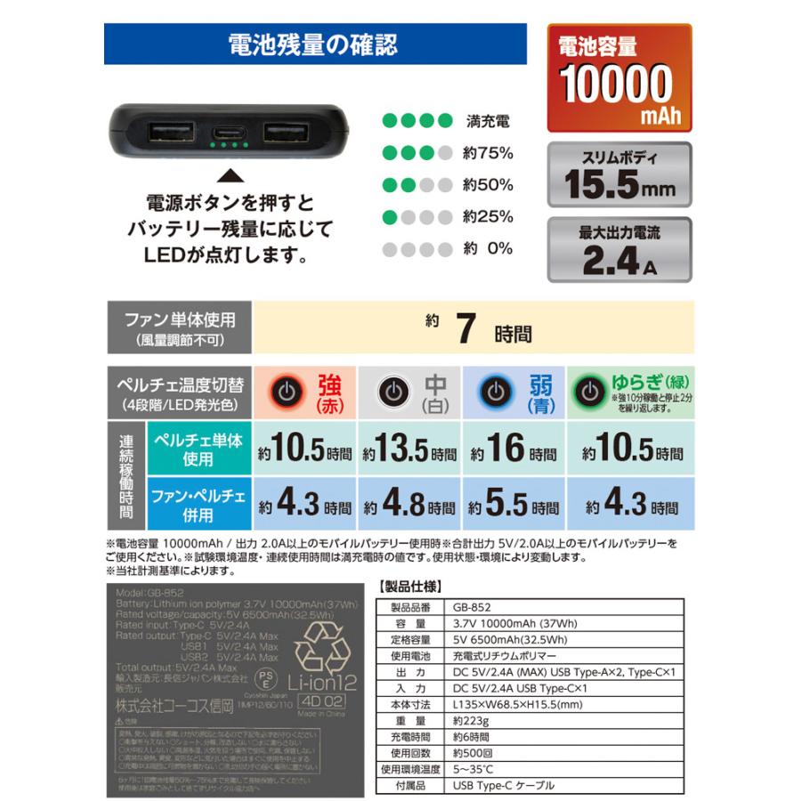 爆買 最強 空調服 モバイルッテリー ファン セット 大きいサイズ