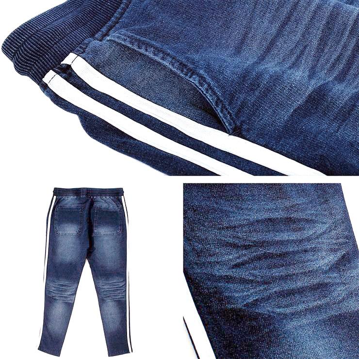 カットデニム セットアップ メンズ サイドライン ヴィンテージ加工