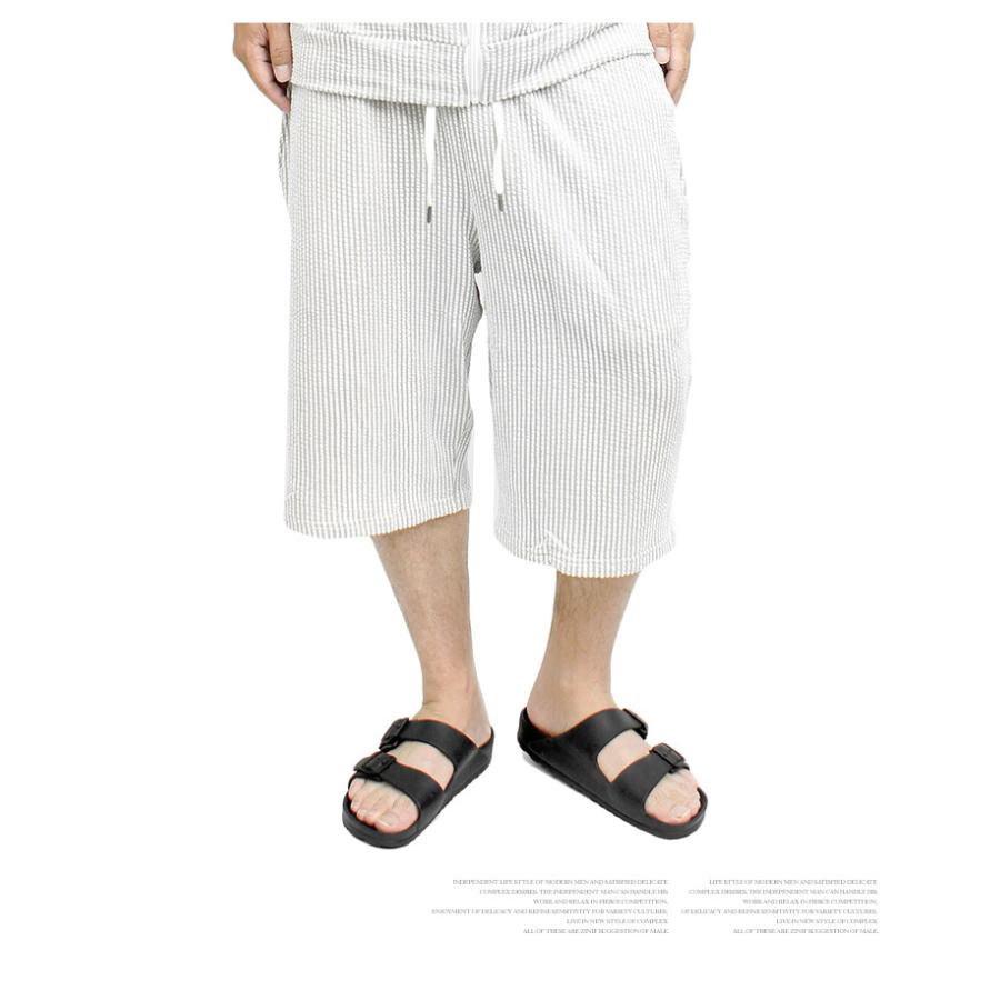 セットアップ メンズ 大きいサイズ シアサッカー ジップアップ 半袖