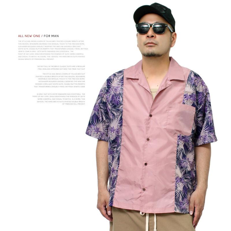 LOUDMOUTH 半袖シャツ ボタニカル柄 LLサイズ　パンツ　セットアップ セットアップ メンズ 大きいサイズ ボタニカル アロハ プリント 開襟