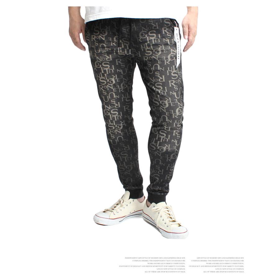 セットアップ メンズ カットデニム 総柄 ロゴ プリント ストレッチ