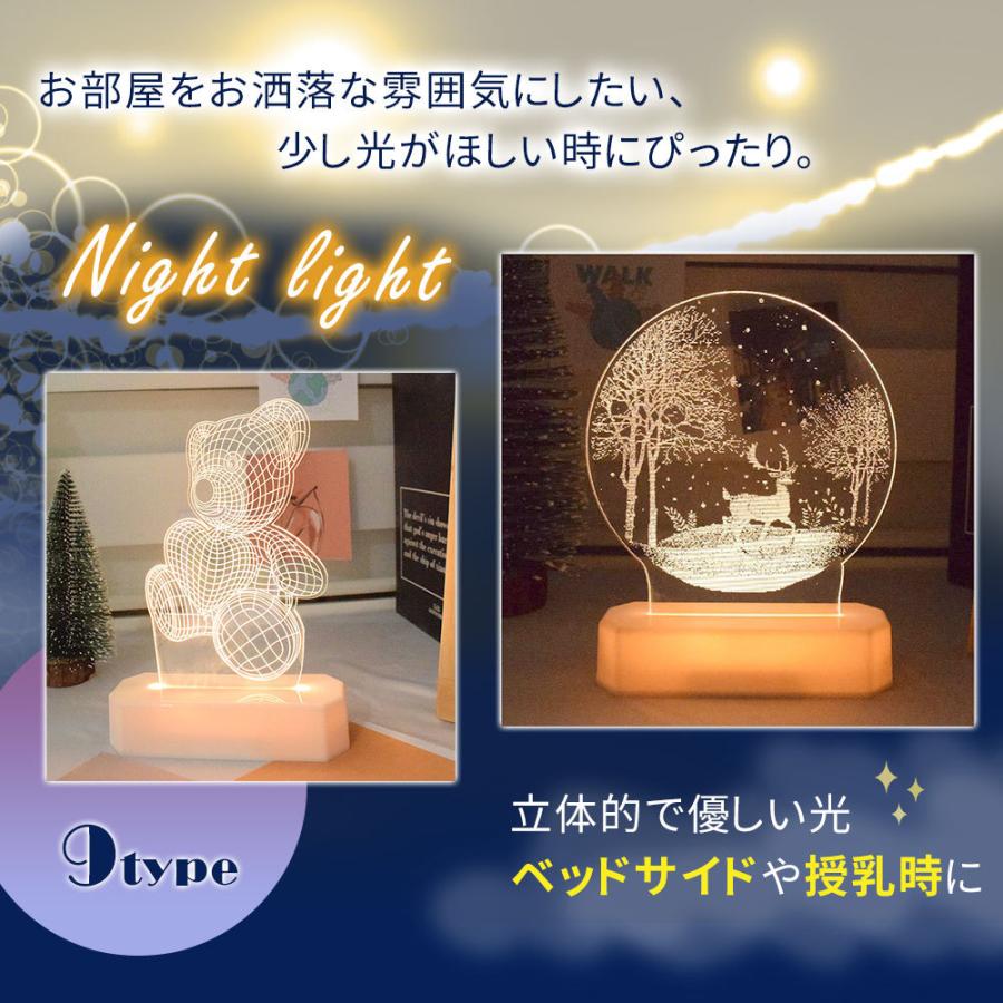 Ledライト ベッドライト ナイトライト 授乳ライト ランプ 立体 3d 間接照明 ライト 照明 充電式 電池式 Usb 電池 アクリル板 透明 彫刻模様 クリスマス きれい キングmitas 通販 Yahoo ショッピング