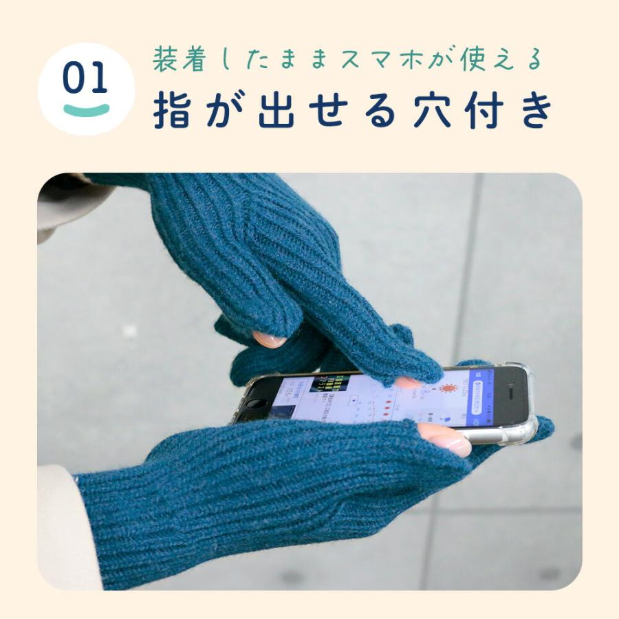 MILASIC 手袋 ニット スマホ手袋 ライン入りデザイン 指出し穴付き レディース メンズ 穴付き ハンドウォーマー 男女兼用 指なし手袋 穴あき手袋 ポイント消化 |  | 02