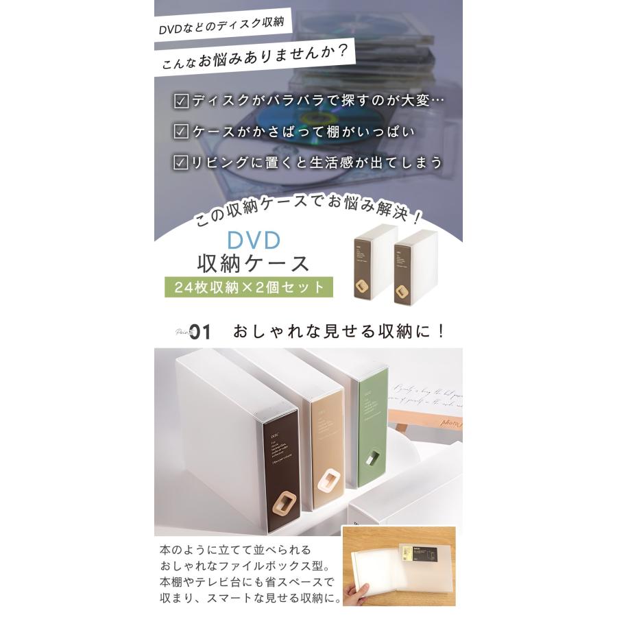 DVD収納ケース 2個セット スリム 取り出し簡単 背表紙ラベル 分類