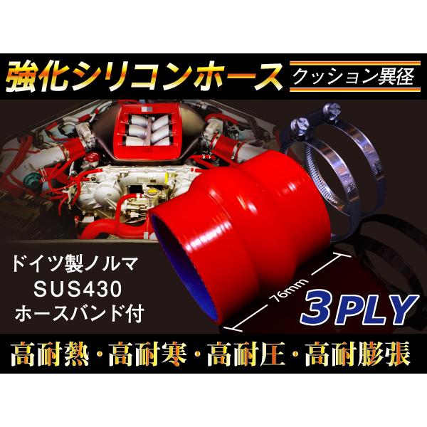 シリコンホース】ドイツ NORMA バンド付 クッション 異径 内径76→57Φ