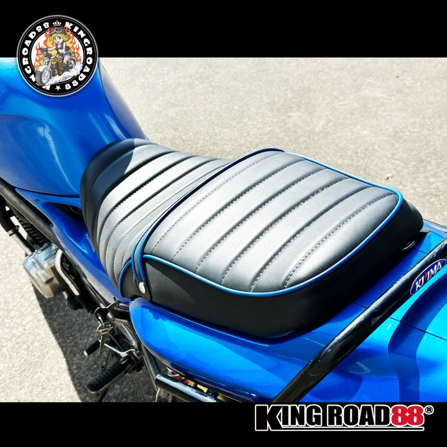 カワサキ バリオス2 ZR250B KingRoad88 タックロールシート ブラック パイピングブルー バリオス 2型 バリオス II型 シート｜kingroad88｜10