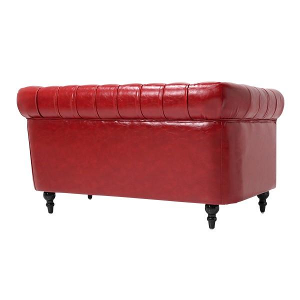 輸入家具 デザイナーズ チェスターフィールド 2シーター ソファ レッド