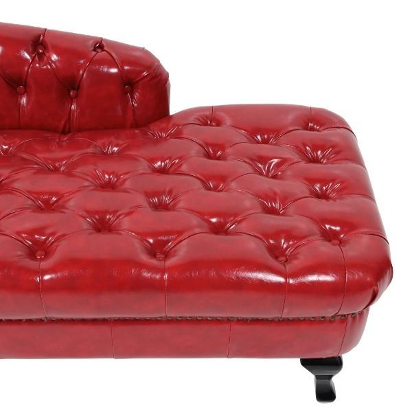 輸入家具 デザイナーズ ソファー カウチ レッド PUレザー チェスター