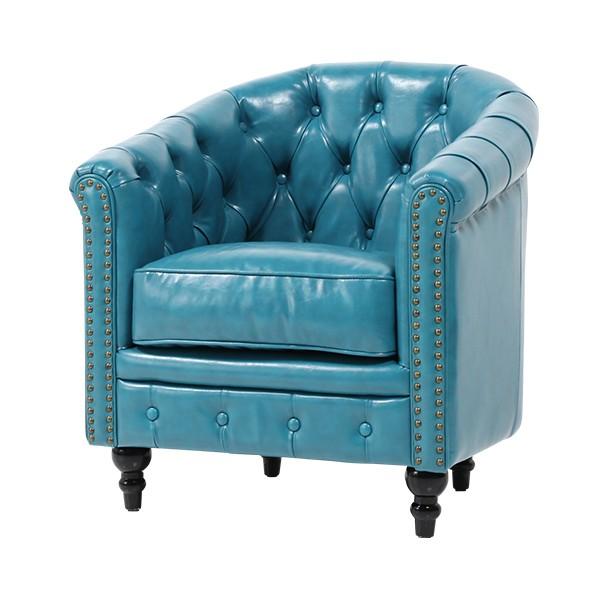 輸入家具 デザイナーズ アンティーク シングルソファ ターコイズブルー
