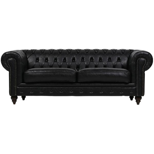 輸入家具 デザイナーズ チェスターフィールド ソファ ソファー 3人掛け