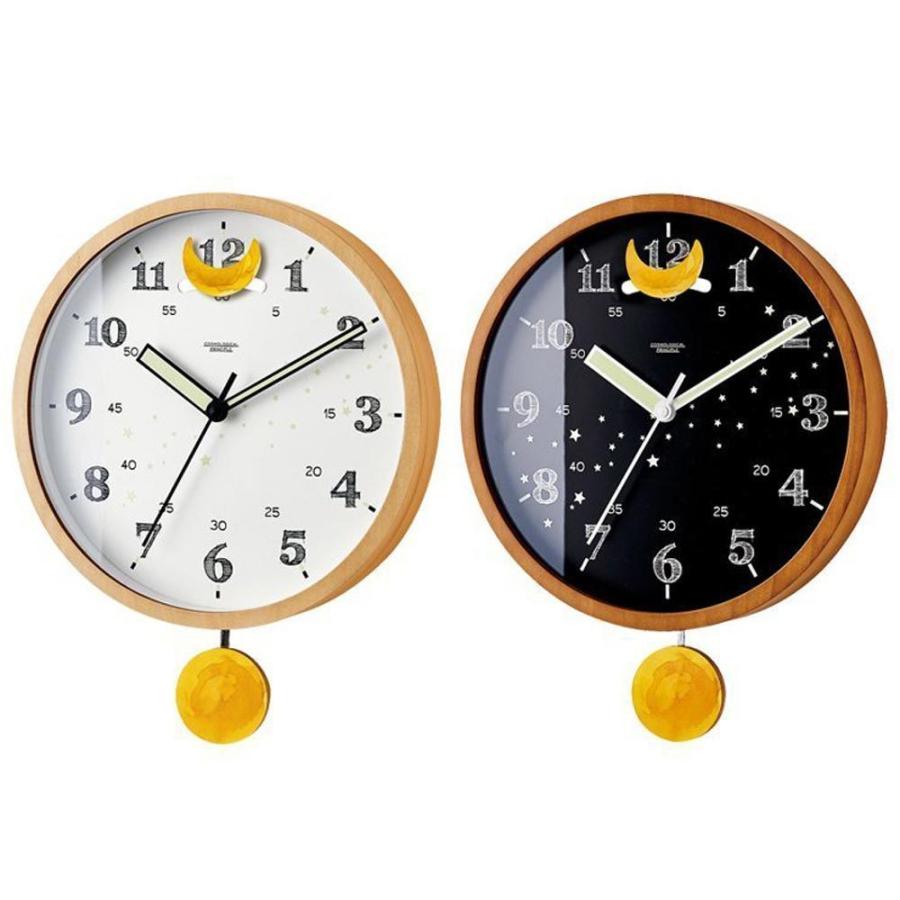 ウォールクロック Todo トード 壁掛 時計 掛時計 振り子 月 三日月 太陽 宇宙モチーフ 天体 銀河 蓄光