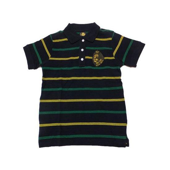 JAH TRIBE レディースREGGAE  ライオン刺繍ポロシャツ/BLACK×  JAMAICA  ジャマイカ