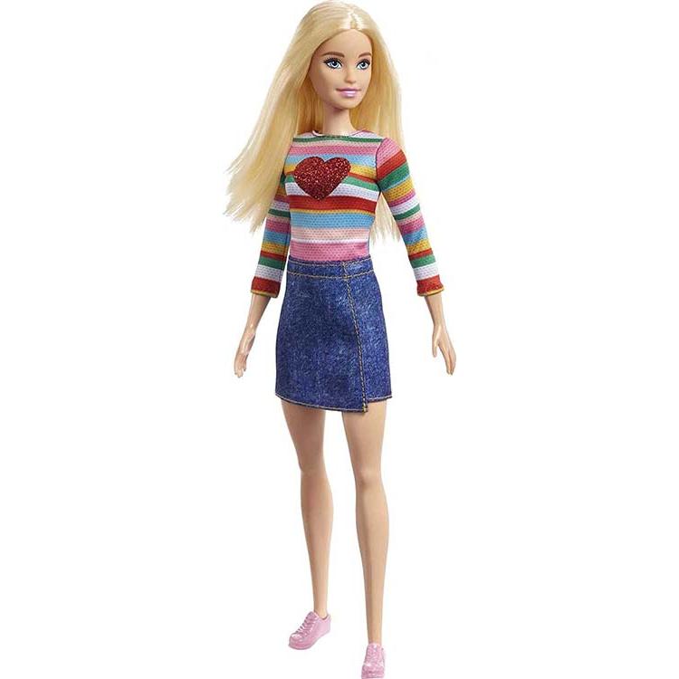 バービー「It Takes Two」バービー ドール (Barbie It Takes Two Malibu” Roberts Doll (Blonde) Wearing Rainbow Shirt, Denim Skirt/MATTEL)｜kingstoy｜02