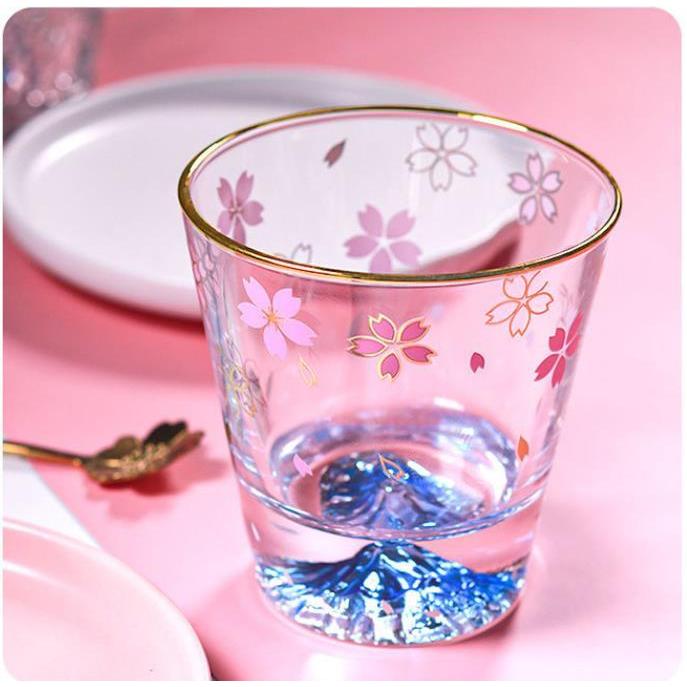 ウイスキー グラス 富士山グラス 桜柄 おしゃれ 290ml コップ ロック