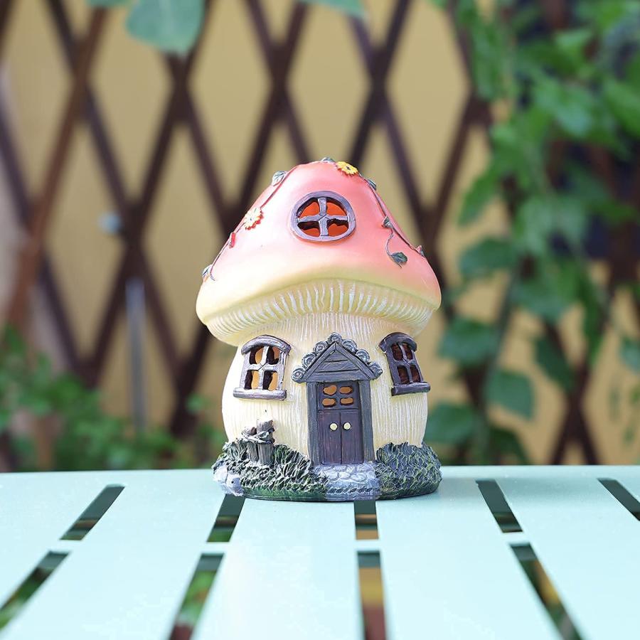 ソーラーライト かわいい ソーラー 置物 ガーデンライト キノコハウス