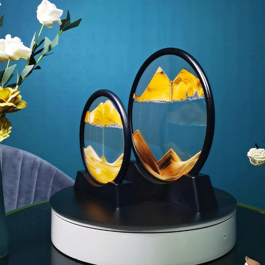 砂時計 3D 置物 10インチ 砂絵 砂時計画像 流れ砂時計 丸い流砂塗装
