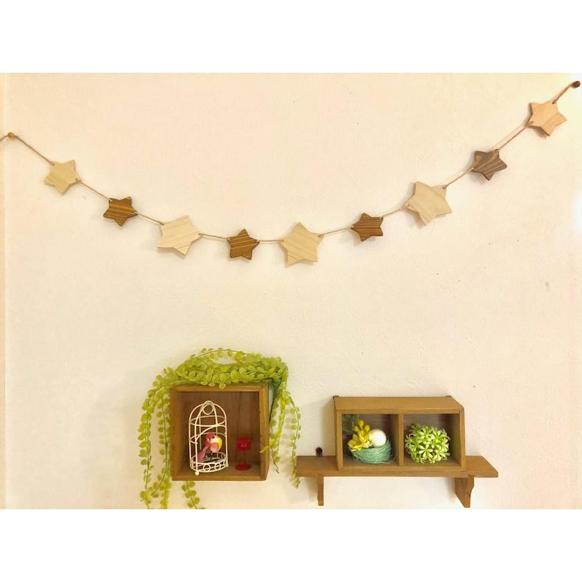 ガーランド 木製 スター 星 ひのき 木目 星モチーフ 雑貨 ウォールデコ  