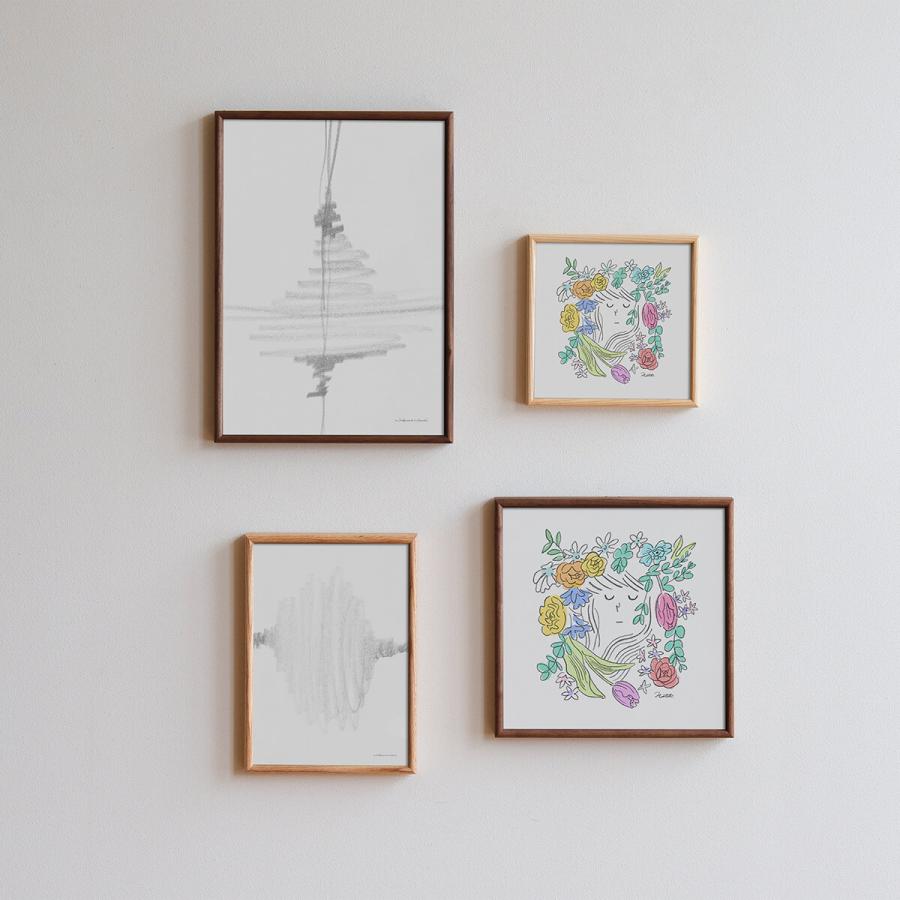 額縁 正方形 21角 シンプル ナチュラル コンパクト ミラー