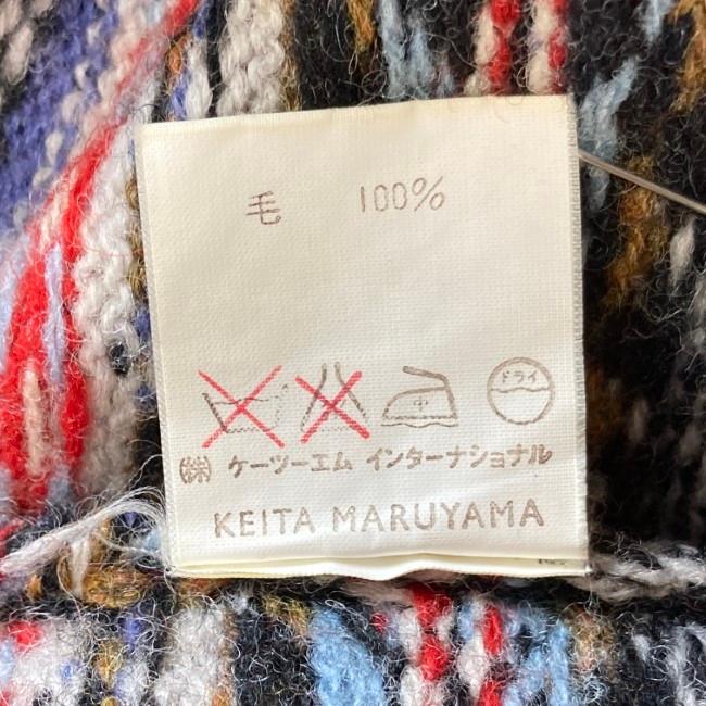 KEITA MARUYAMA　セーター　ニット　ハイネック　襟　Vネック　ウール　総柄　後ろ下がり　古着｜kinji｜05