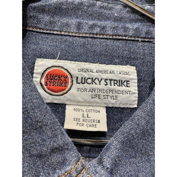 LUCKY STRIKE　ダンガリーシャツ　長袖　シャツ　デニム　無地　ボタンダウン　胸ポケット　オーバーサイズ　USA製　古着｜kinji｜04