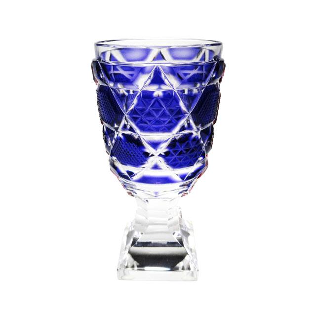 伝匠　薩摩切子　脚付杯(中)　金紫　受注生産の為1ヶ月〜3ヶ月かかります。
