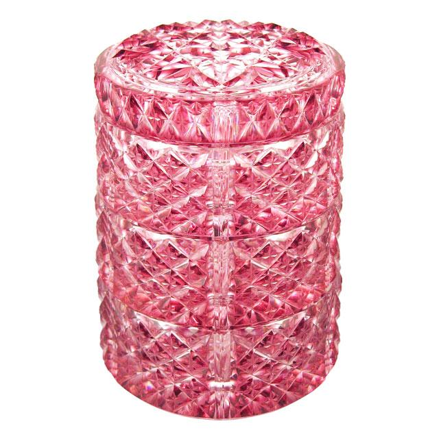 伝匠 薩摩切子 三段重 金赤 （秀逸品） 受注生産の為1ヶ月〜3ヶ月