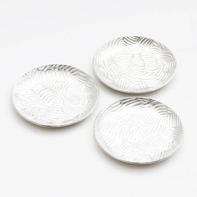 薩摩錫器 錫 銘々皿 丸型 縦10cm×横10cm 3枚セット [No.1300-1-3] 薩摩 