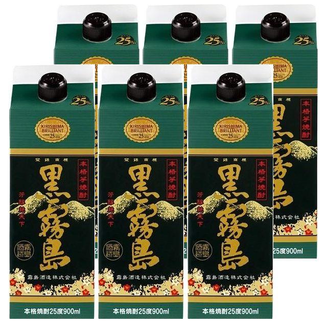 黒霧島 25度 パック 900ml×6本 芋焼酎 霧島酒造※北海道・東北エリアは