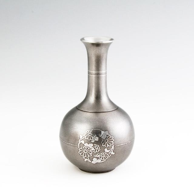 薩摩錫器 錫 花器 一輪挿し H18 Φ10.5 131 岩切美巧堂　代引不可