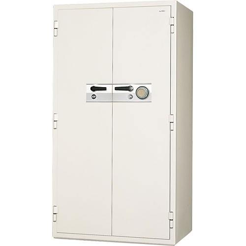 日本アイ・エス・ケイ 2時間耐火・耐破壊金庫 100万変換ダイヤル＋電子ロック錠 両開き KCJ34-2D