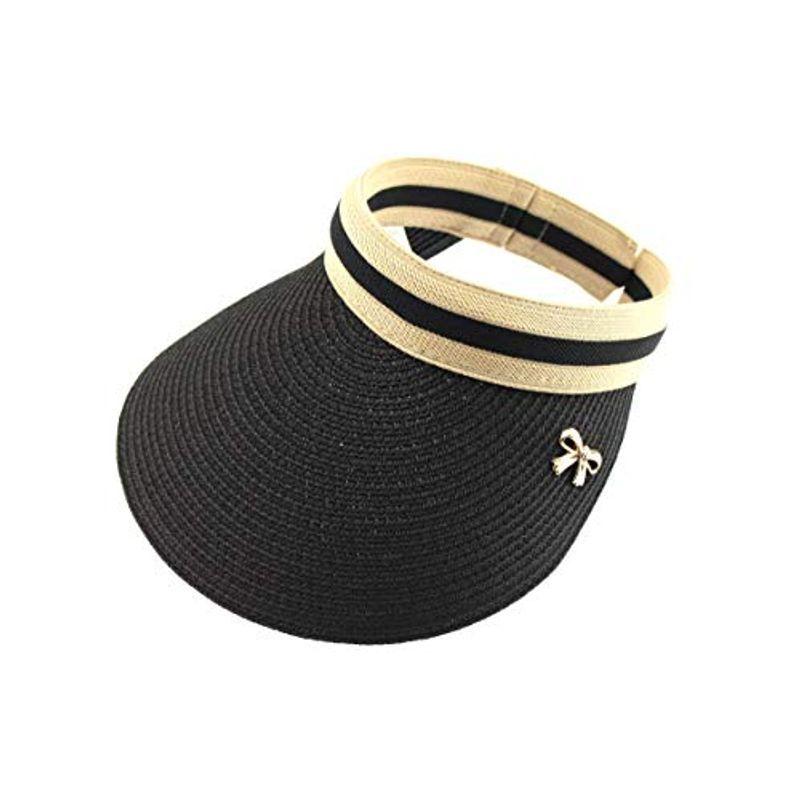 731円 日本最大の Olive G おしゃれな レディース 麦わら サンバイザー 可愛い リボン 付 Black