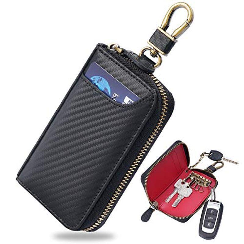 Aemicion キーケース スマートキー 車キーケース メンズ キーホルダー カードキーケース 本革 レザー カーボンレザー ６連 ファス Z3grd1b5cl Studpac Ro