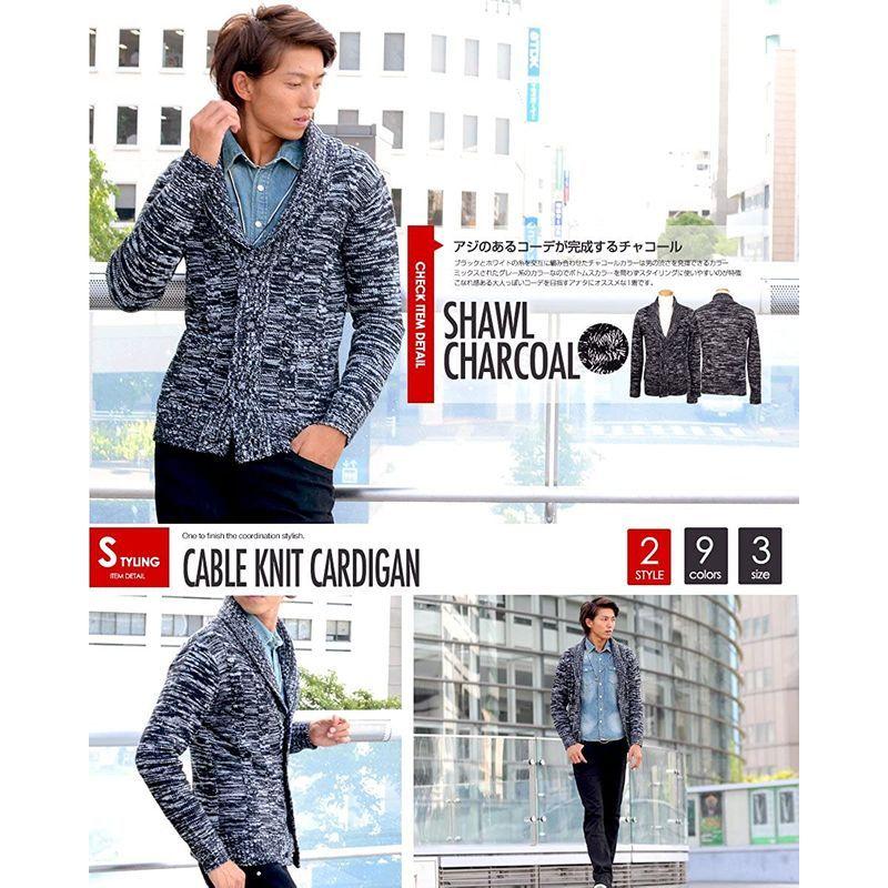 新しい メンズ カーディガン Spade スペイド 長袖 ブラック M Q727 ショールカーディガン ニット カーディガン Www We Job Com