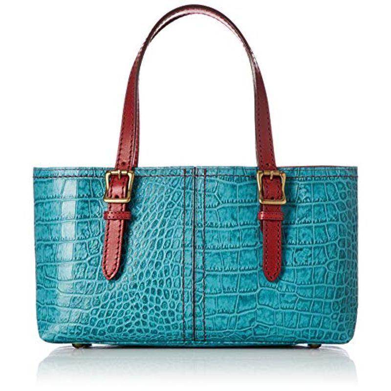 アプローズ 軽い 本革クロコ型押し 横長ハンドバッグ 27-3831 66ブルー