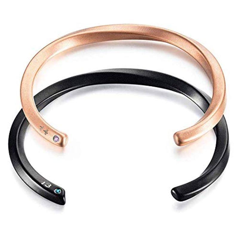 割引購入 レディースアクセサリー Rockyu ブランド 人気 ペアバングル レディース ピンクゴールド 18k メンズ シルバーブレスレット ステンレス シンプル フリーサ Www Threeriversofs Com