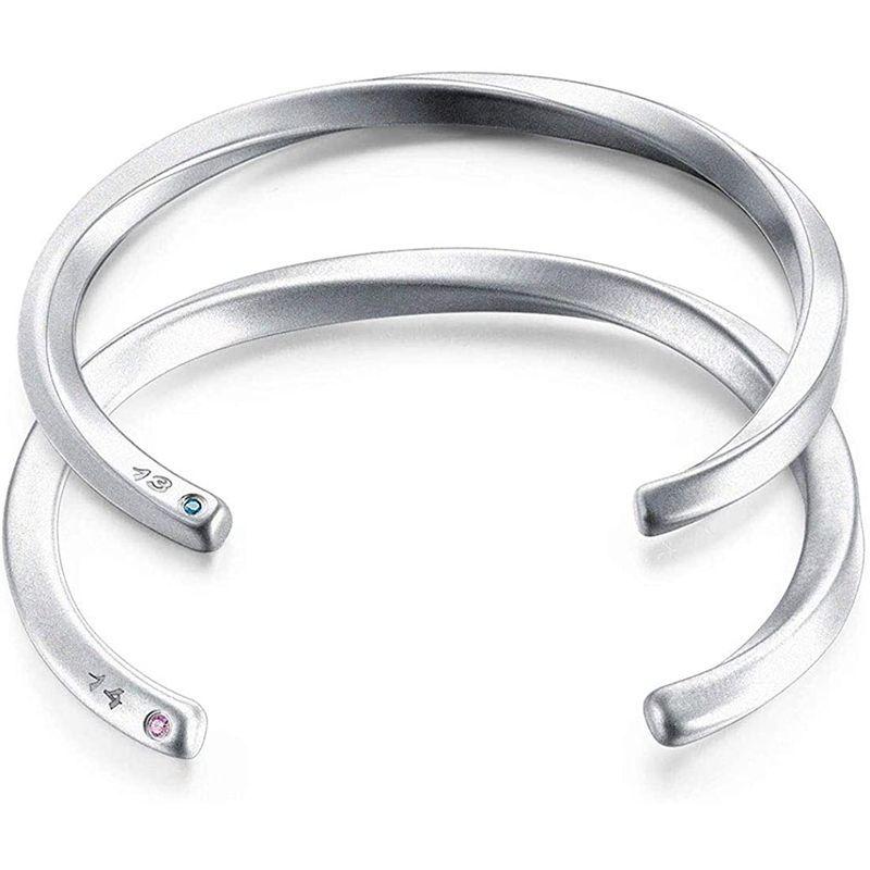 割引購入 レディースアクセサリー Rockyu ブランド 人気 ペアバングル レディース ピンクゴールド 18k メンズ シルバーブレスレット ステンレス シンプル フリーサ Www Threeriversofs Com