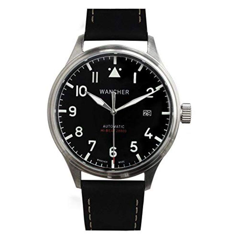 絶対一番安い WANCHER メンズ腕時計 (ベルト:ブ 日本製ムーブメント ハイビート28800 機械式自動巻き フリューゲル/fl?gel ワンチャー 腕時計