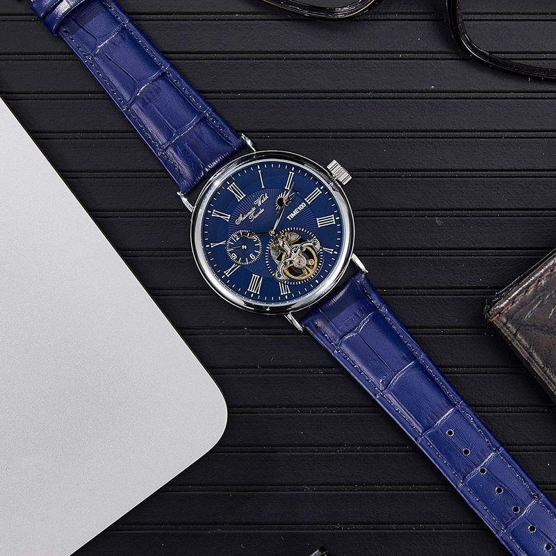 高額売筋 メンズ自動巻き腕時計 クラシック 年 Time100 機械式 ビジ ヨーロッパ式 防水 本革バンド 昼夜表示 両地時 オートマチック 腕時計 Panero Shop